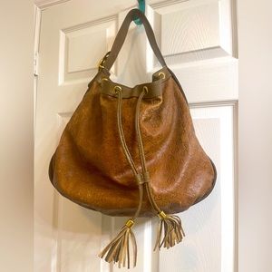 Gucci Brown Leather Drawstring Shoulder Bag